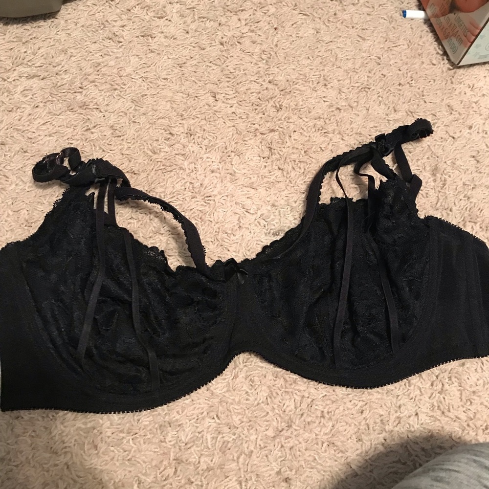 Black strappy lace bra